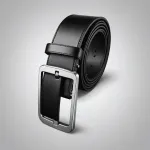 black leather belt with silver buckle image